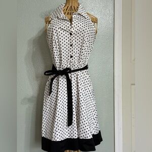 Vintage Polka Dot Dress with Black Belt Women’s size 10